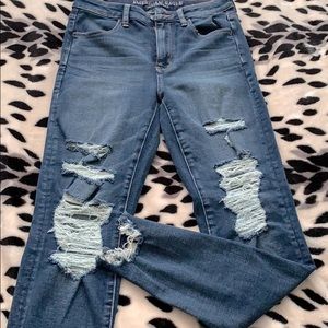 American Eagle ripped high rise jeans
